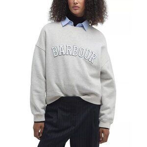 110$ Barbour Crew Neck Silverdale Pullover Sweatshirt Women's Size 6 White